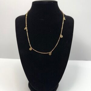 Disc Charms Necklace Gold Tone Chain Delicate Dainty Style Fashion Jewelry 8.5in